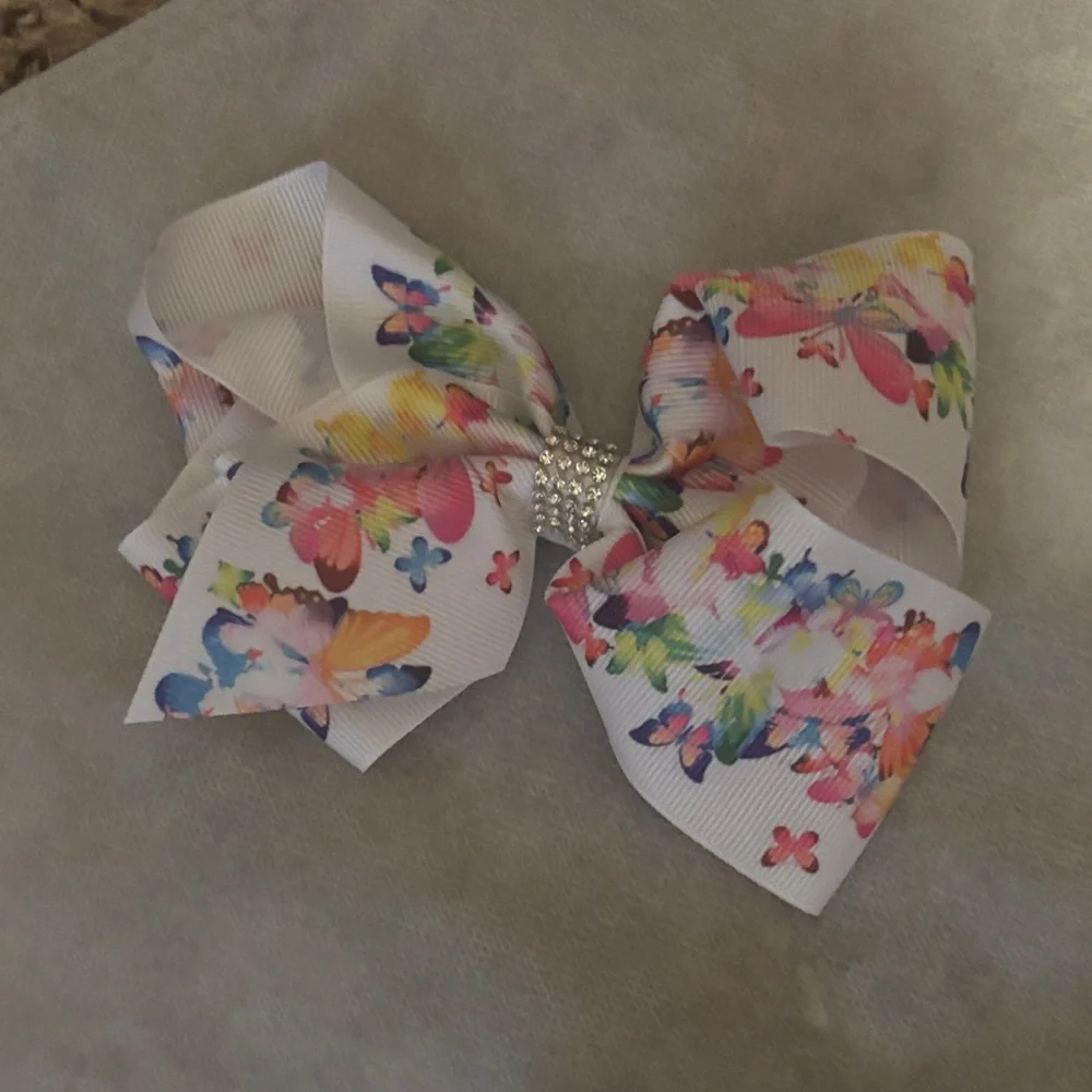 Floral Butterfly Ribbon Hair Bows